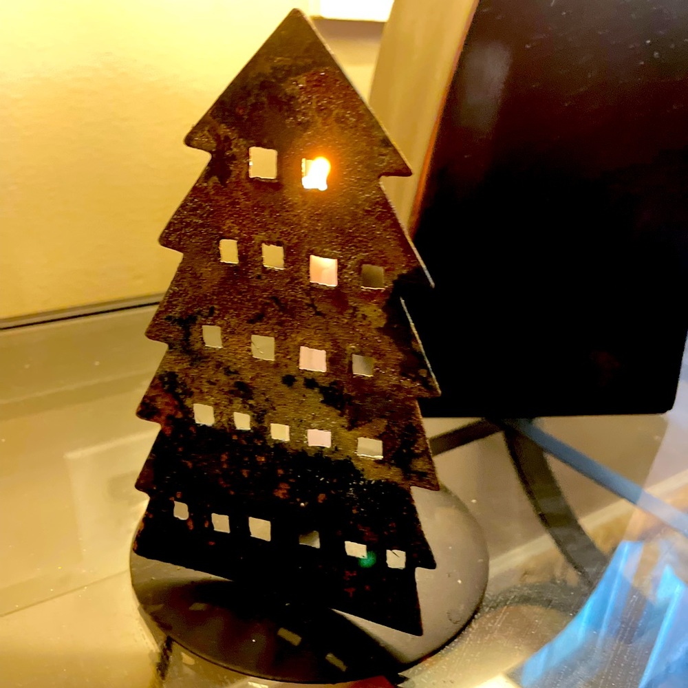 Christmas tree shaped candle holder.
